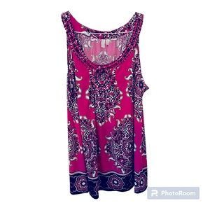 Madison sleeveless blouse SZ large embellished around front neckline